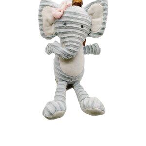 Chick Pea Plush Elephant Lovey Gray White Ears Tummy Textured Pink Bow 11"